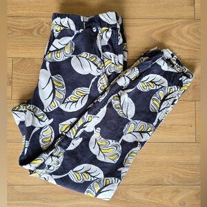 J.Crew Linen Blend Printed Pants Size 2 Elastic Waist Tropical